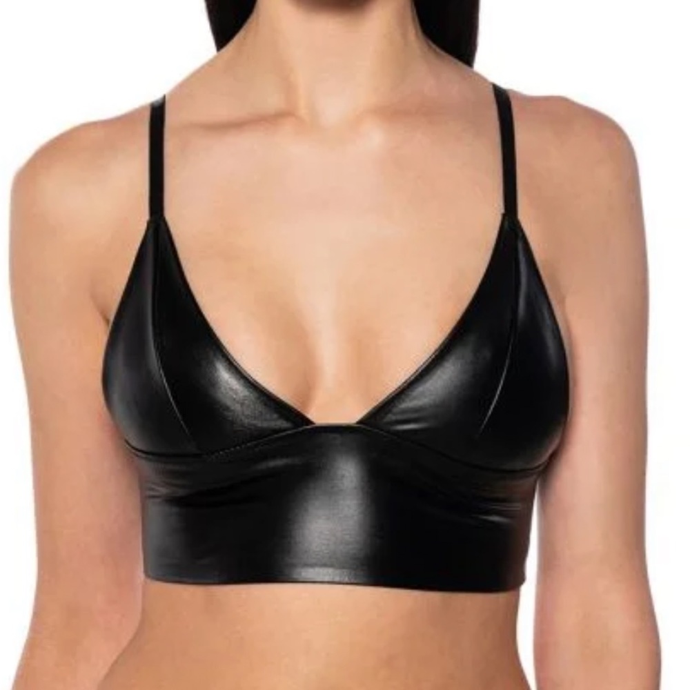 Pleather V-Neck Tank Top Bustier Cami